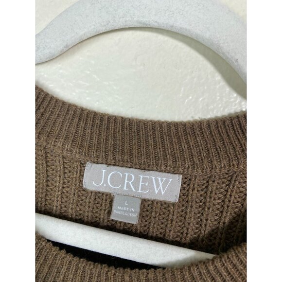 J.Crew Women's Brown Cotton fisherman Sweater Size Large Ribbed Knit Minimalist - Picture 3 of 14